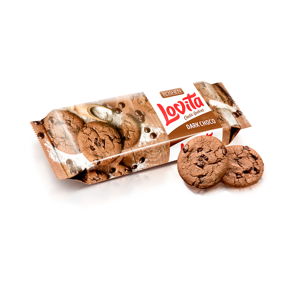 Cookies "Roshen" Lovita, dark choco pieces 150g