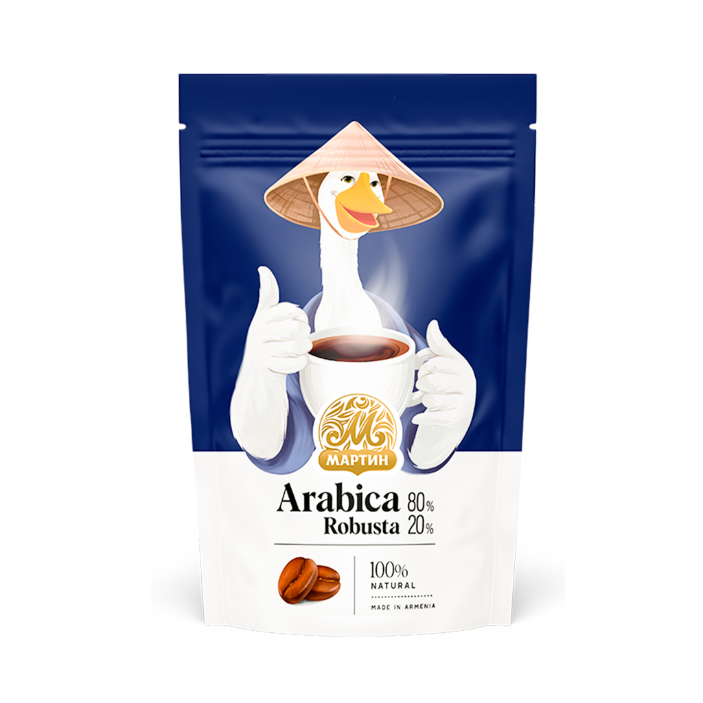 Ground arabica (80%) and robusta (20%) coffee "Ot Martina" 100g