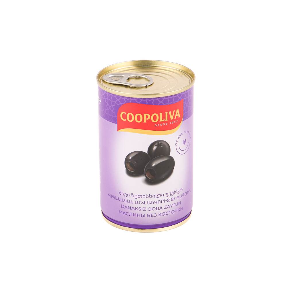 Black olives "Coopoliva" pitted 385g