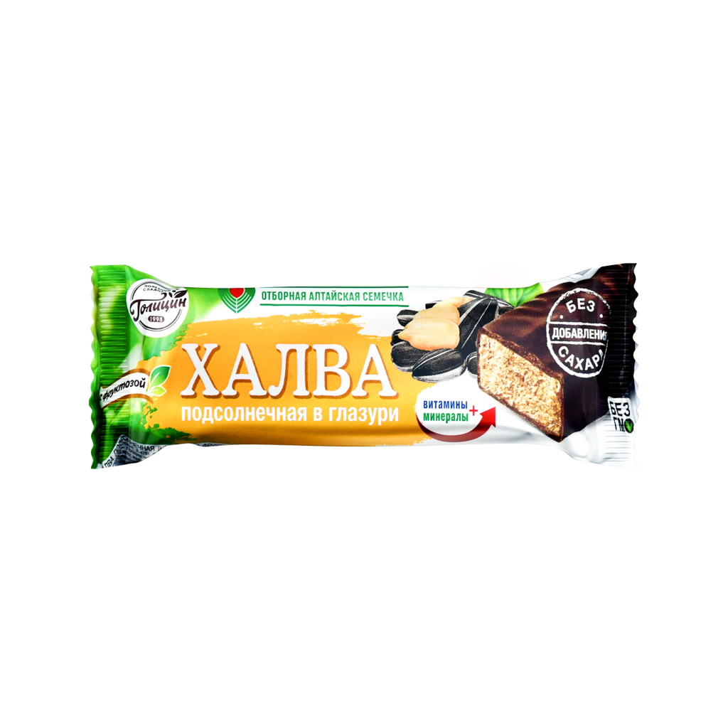 Sunflower halva-bar "Golitsin" glazed, with fructose 68g