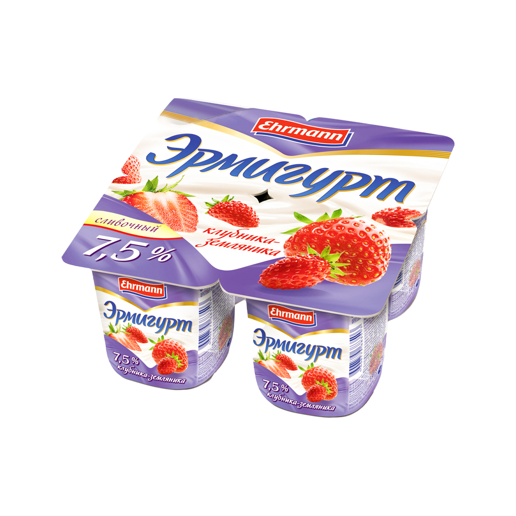 Յոգուրտային արտադրանք Էրմիգուրտ Էրման ելակ և մորի 7.5% 100գ