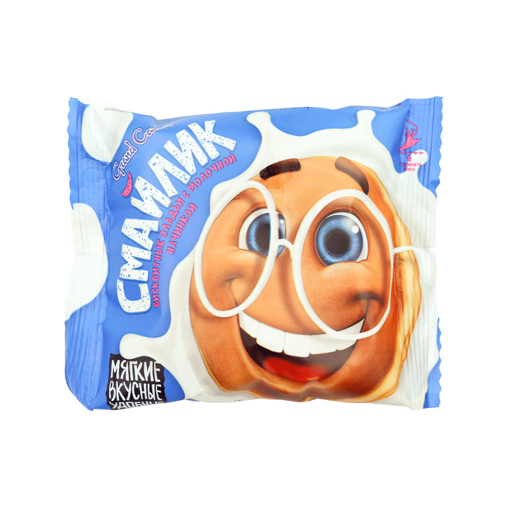 Biscuit fritters "Grand Candy" smiley, milk filling 40g