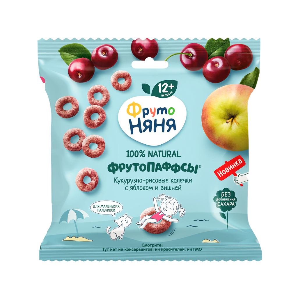 Corn and rice wheels "Fruto Nyanya" apple and charry, sugar free 12m 21g