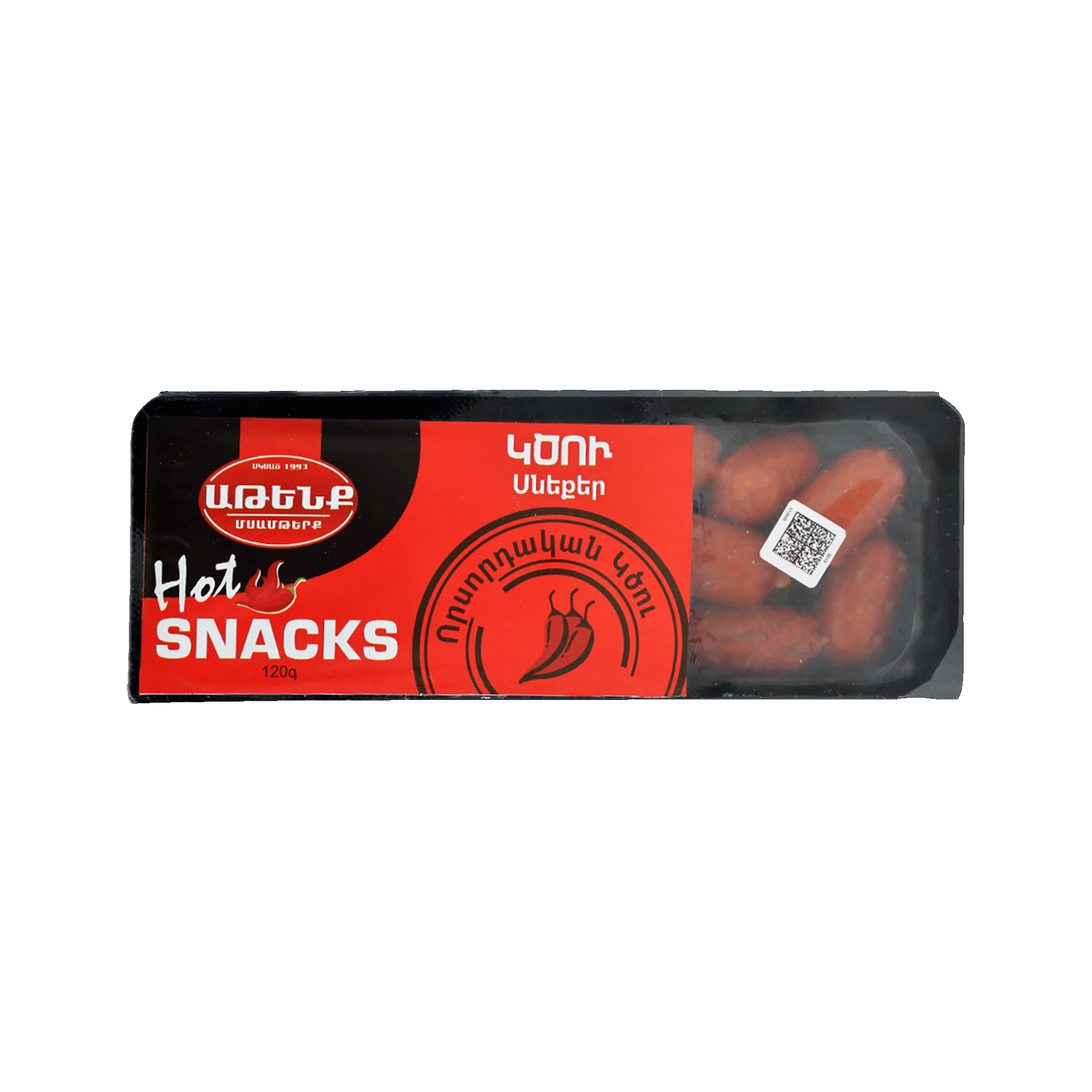 Երշիկ կիսաապխտած որսորդական կծու Սնեքեր Աթենք 120գ