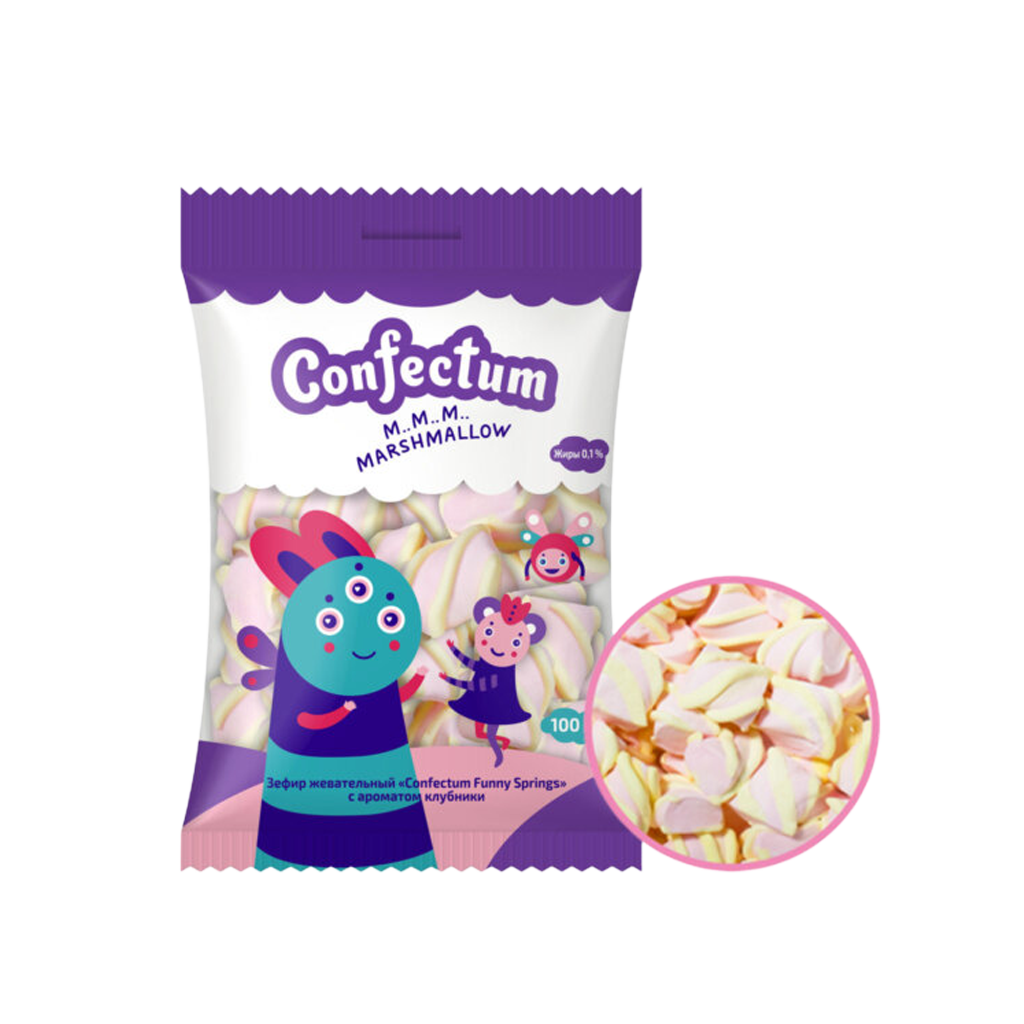 Զեֆիր Կոնֆեկտում զվարճալի զսպանակներ, ելակ 100գր