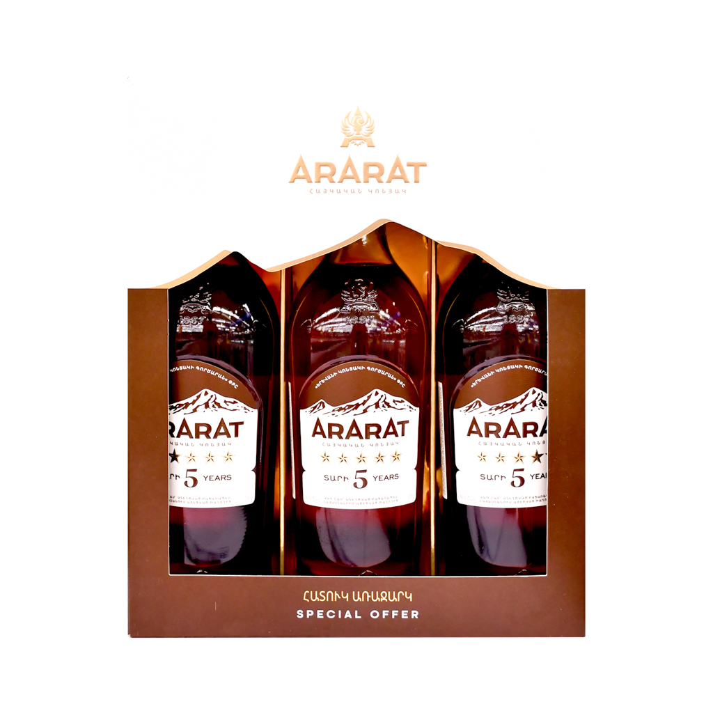 Cognac "Ararat" 5y (box) 0.5l 3pcs