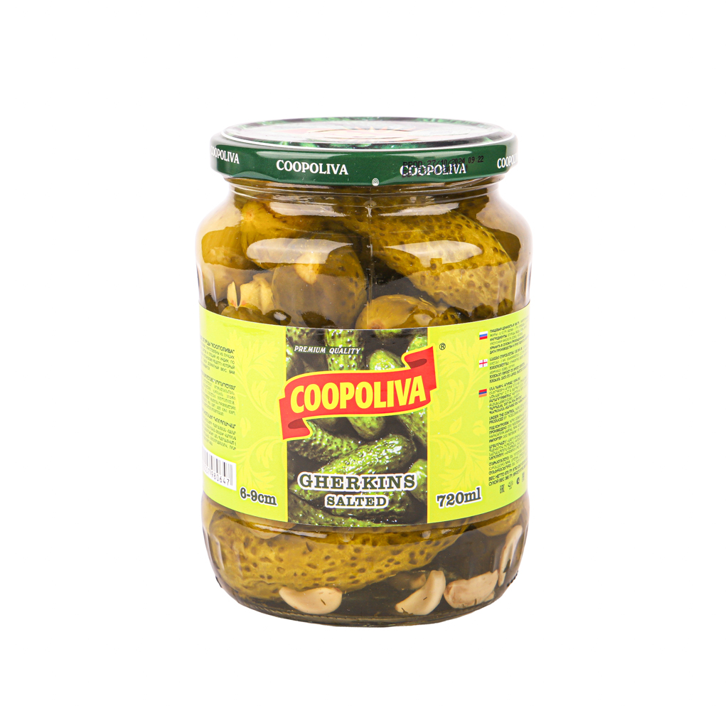 Marinated cucumber "Coopoliva" gherkins 6-9cm 720ml