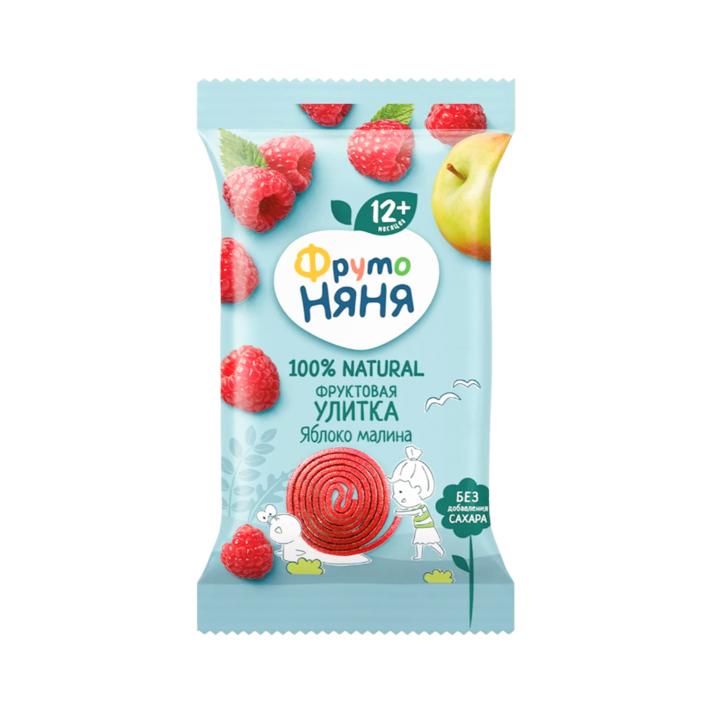 Fruit snail "Fruto Nyanya" apple and raspberry, sugar free 12m 15g