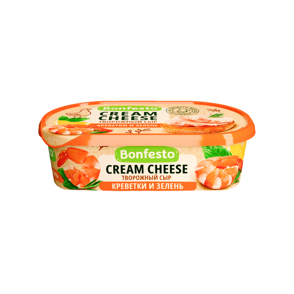 Curd cheese "Bonfesto" shrimp and greens 140g
