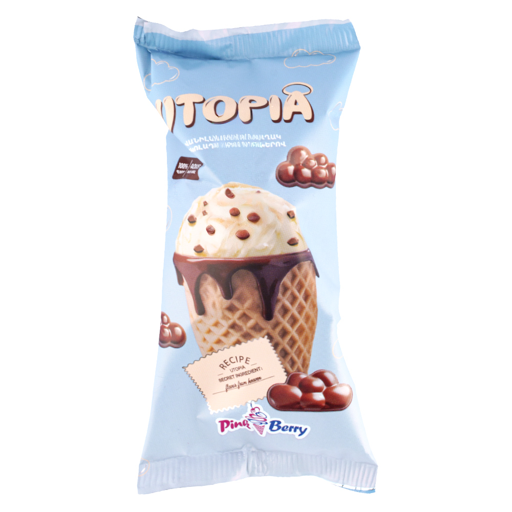 Ice cream "Pink Berry" Utopia, vanilla, chocolate pecies 100g