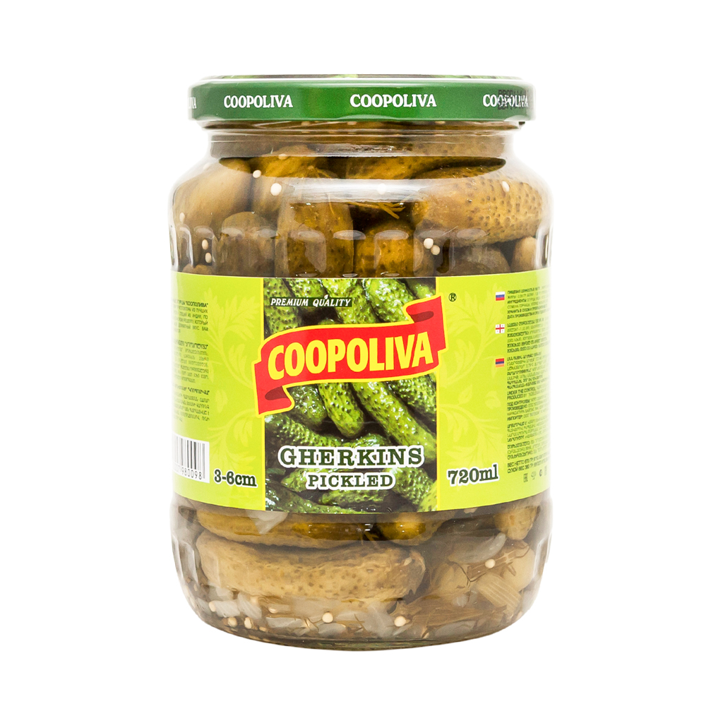 Marinated cucumber "Coopoliva" 3-6cm 720ml