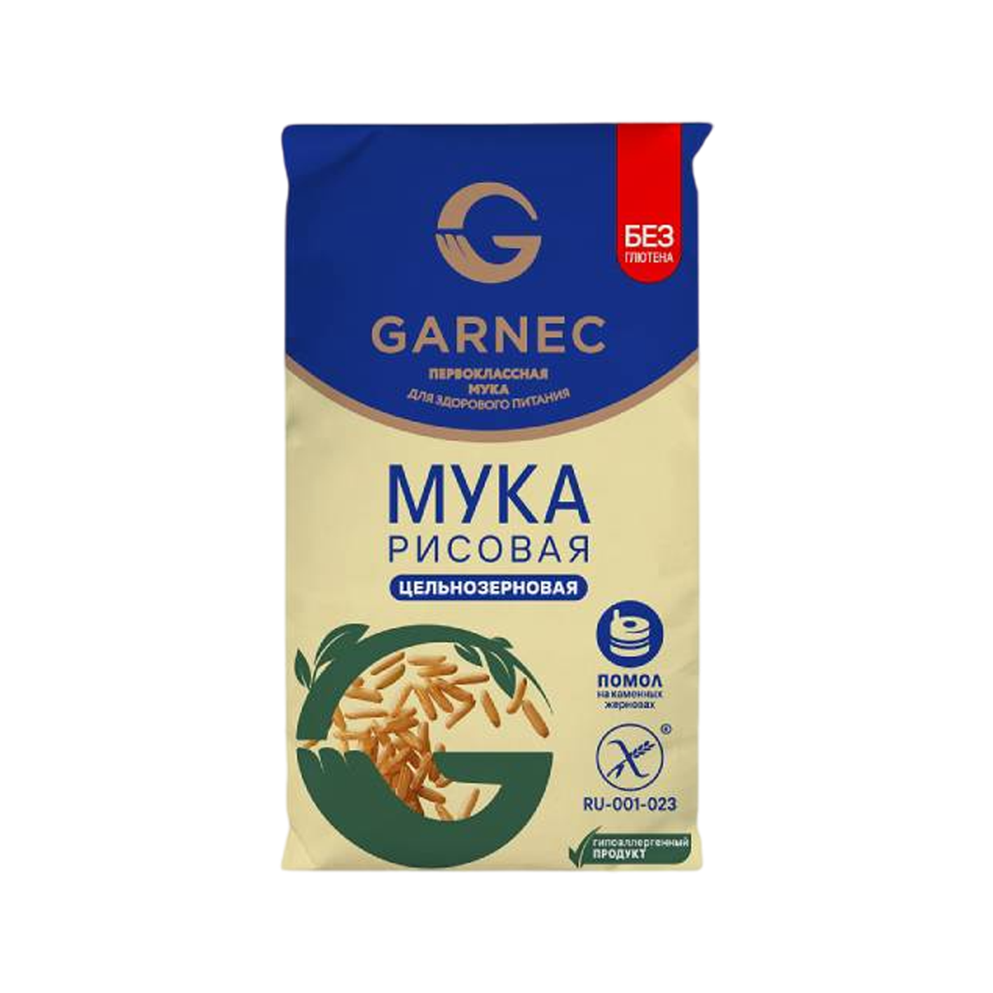 Ալյուր ամբողջահատիկ բրնձի առ.գլյուտեն Գարնեց 500 գ