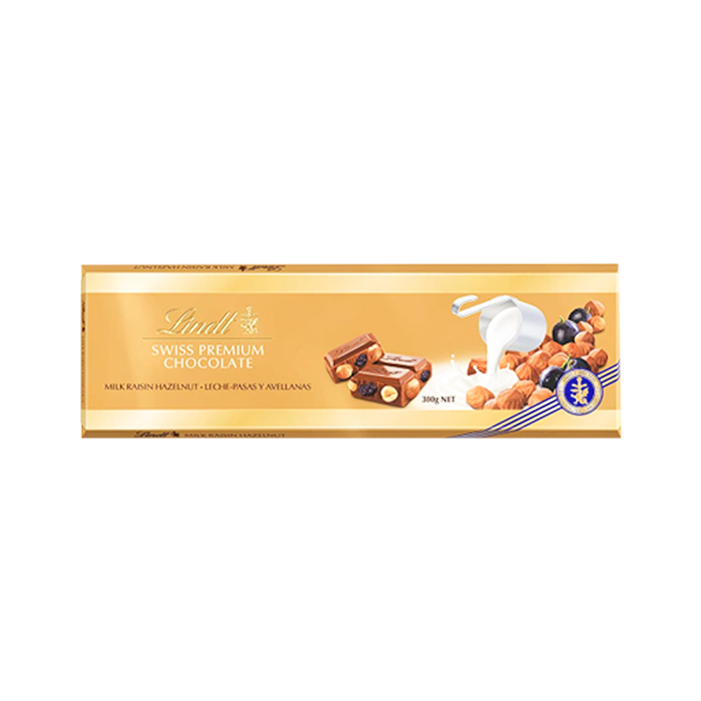 Chocolate bar "Lindt" milk chocolate, hazelnut and raisin 300g
