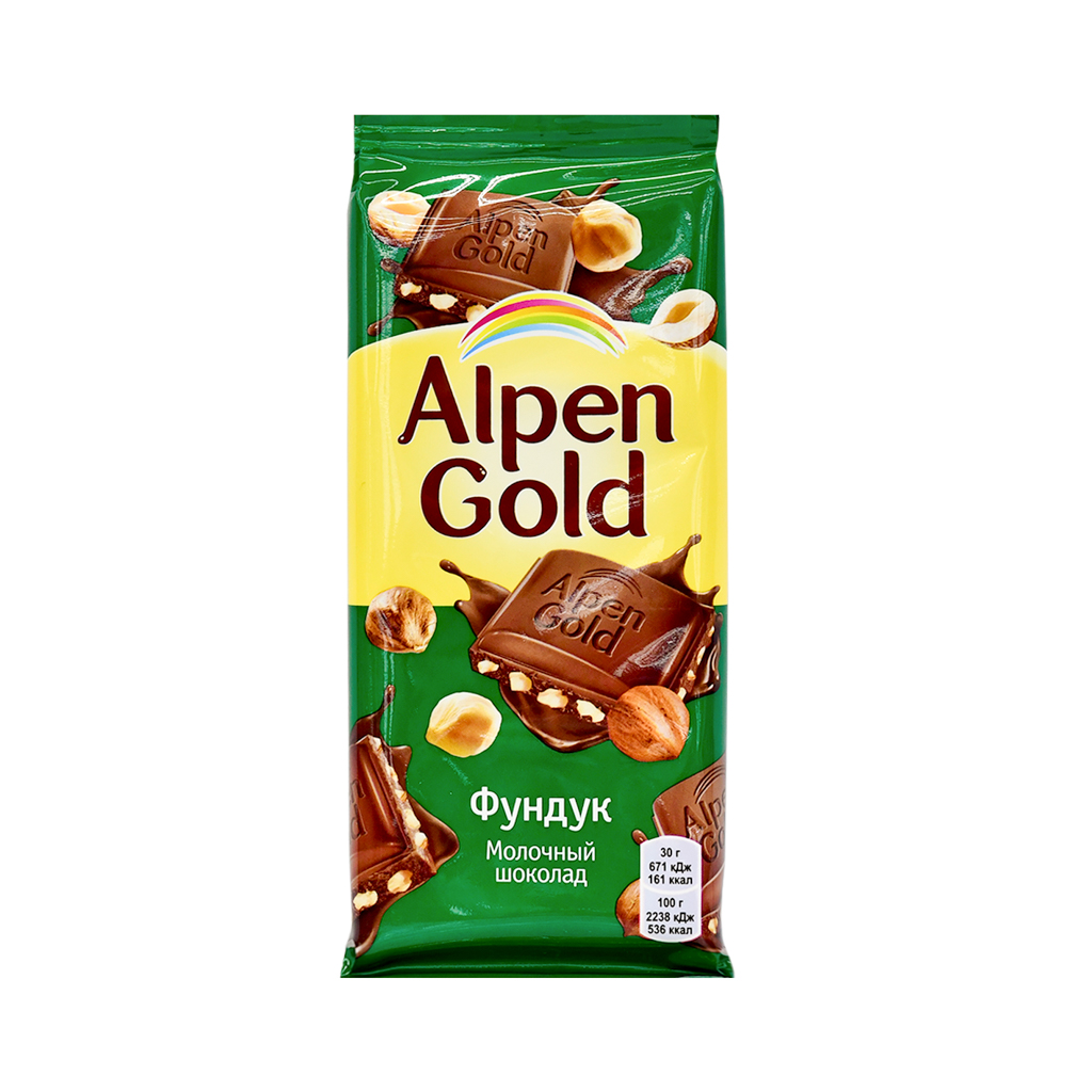 Chocolate bar "Alpen Gold" milk chocolate and hazelnut 80g